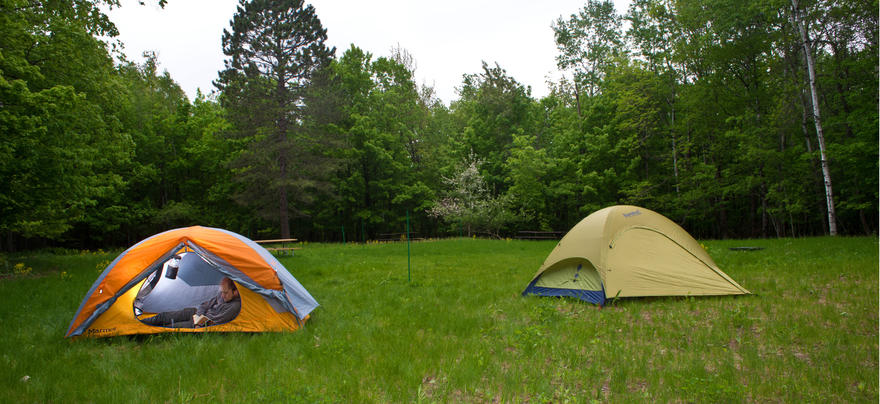 Two tents at the UMD campground