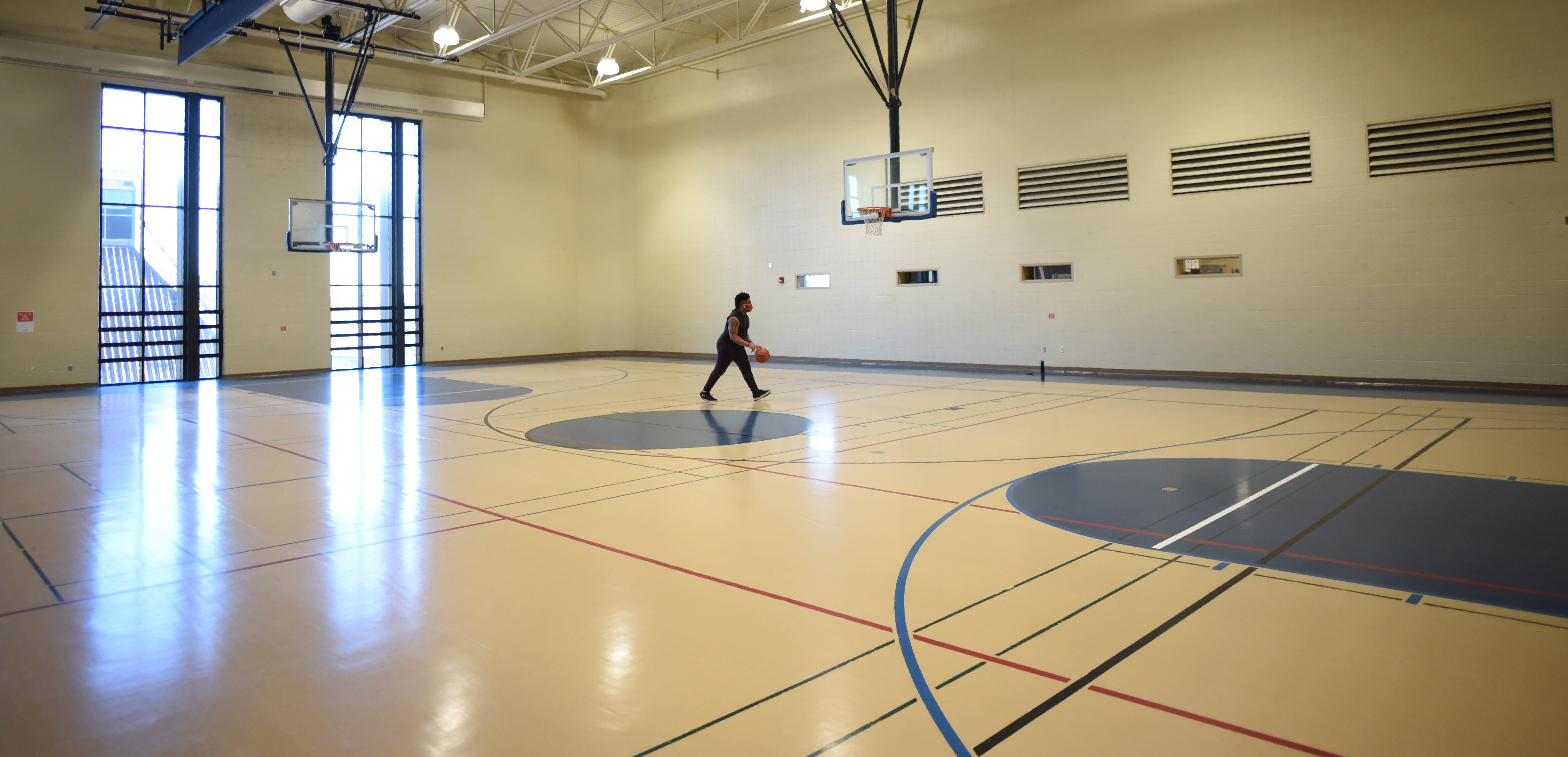 large gym with hoops