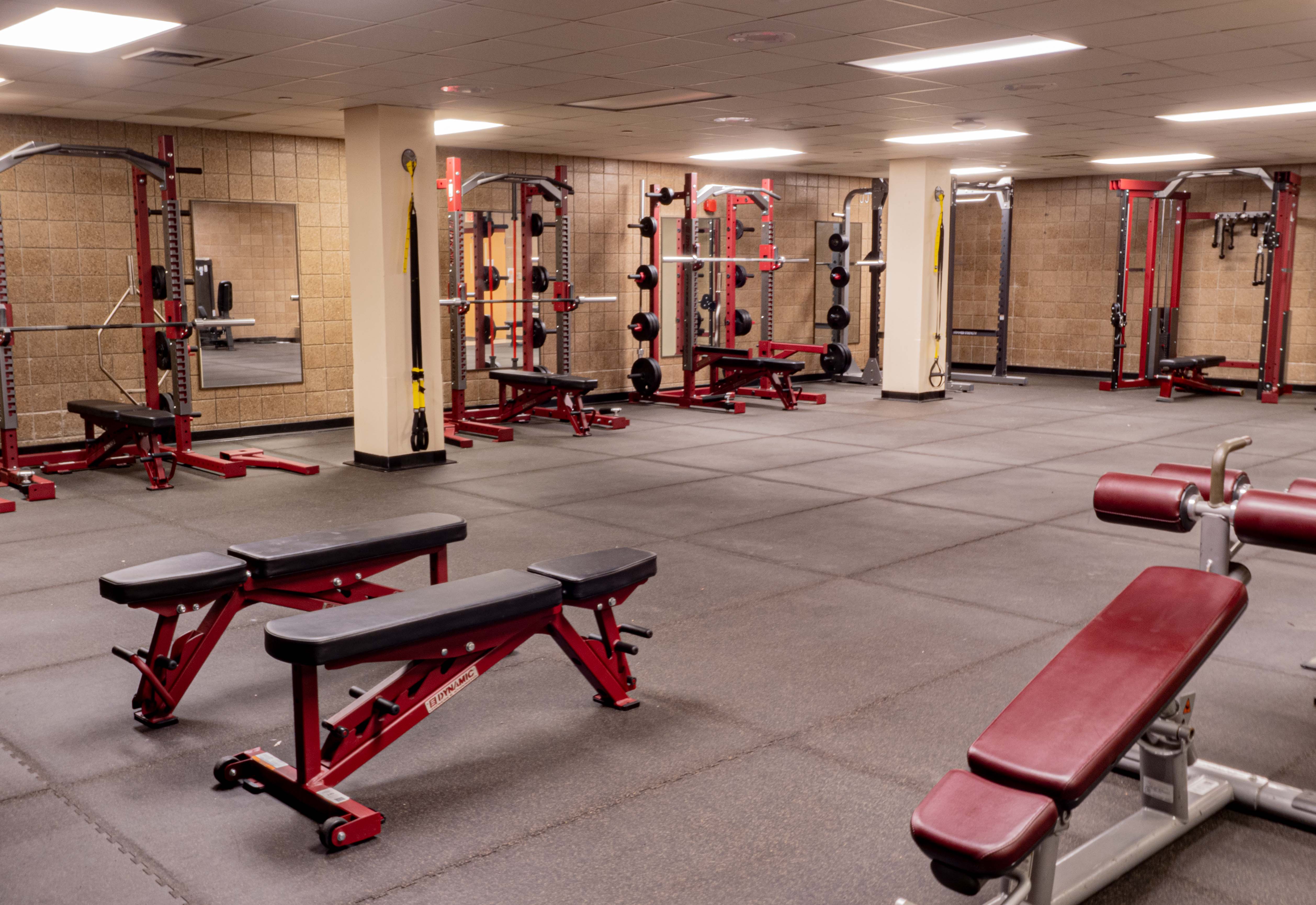 training room with weight lifting machines